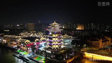 航拍惠州水东街合江楼夜景